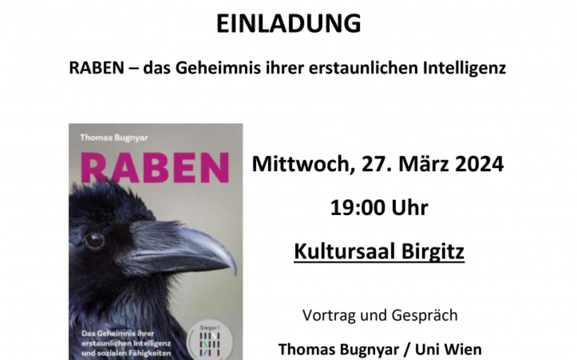 Einladung: Raben - das Geheimnis ihrer erstaunlichen Intelligenz